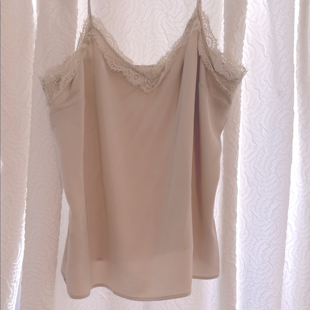 Elegant Lace Trim Beige Cami Top